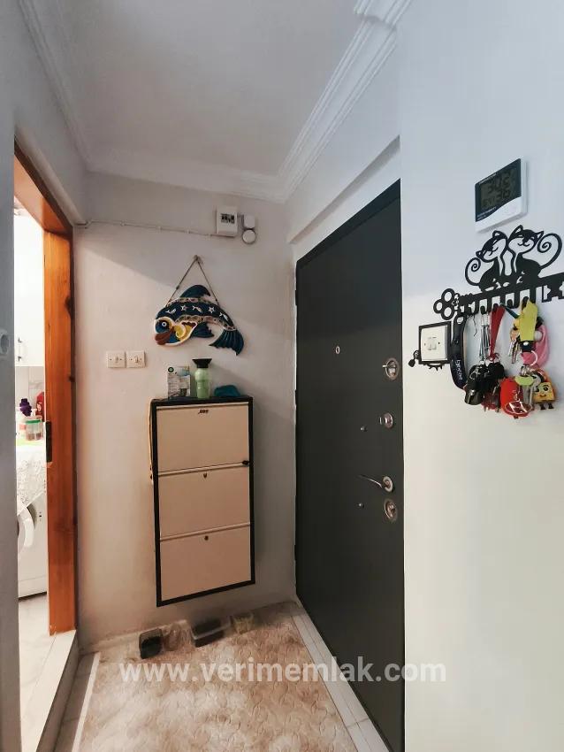 Gümüldür am Strand 1+1 50 m2 möbliert zu einem geeigneten Preis verkaufbare Wohnung