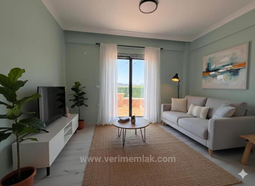2+1 Summer House For Sale In Doğanbey, Separate Living Room And Kitchen With Underfloor Heating